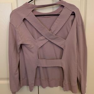 Mauve colored cross back sweater